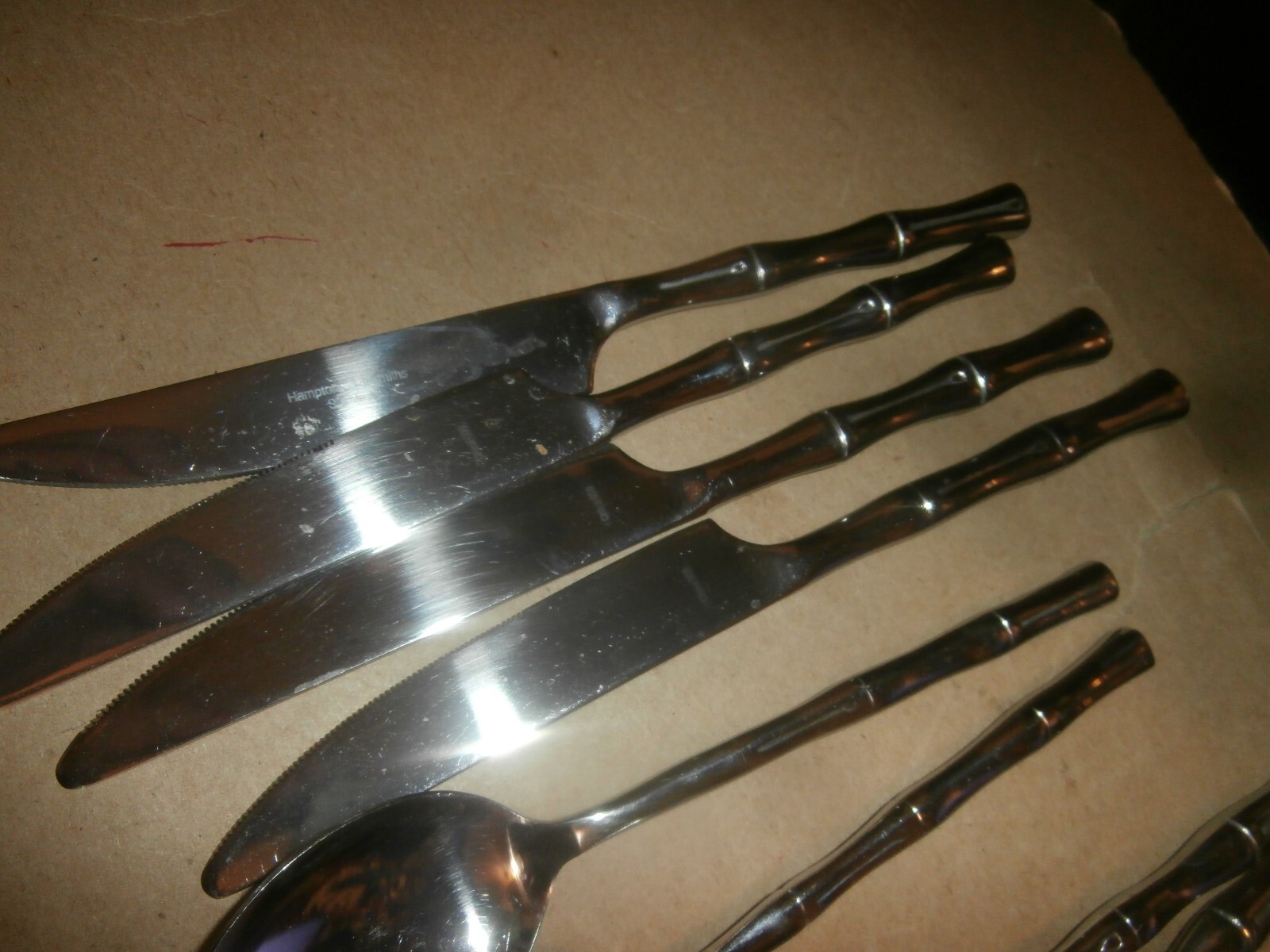 15 piece Hampton Silversmiths Stainless Fork Spoon Knife Set Bamboo Handle
