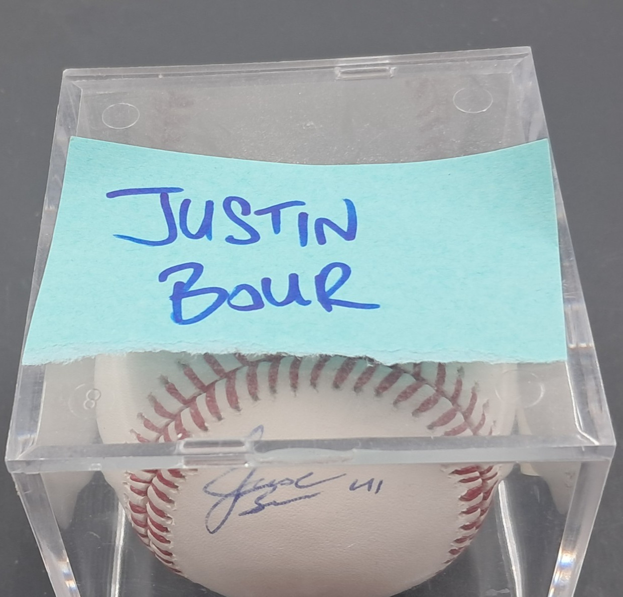 Justin Bour Autographed Baseball Official 2016 Spring Training Marlins Phillies
