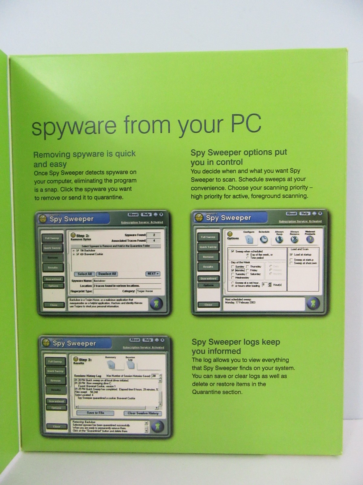 Webroot Spy Sweeper 2003 PC Software CD-ROM Windows 98/2000/XP - UNTESTED