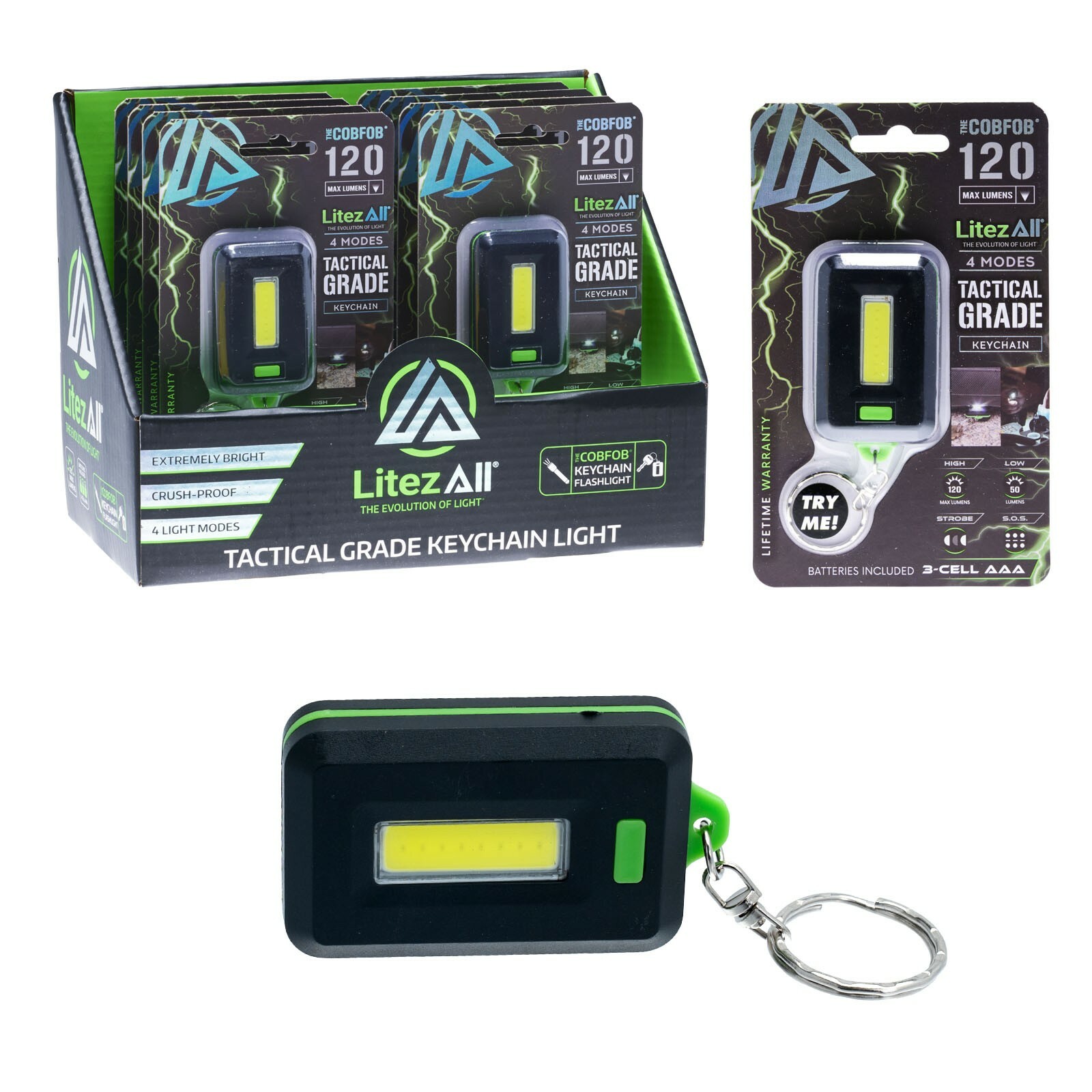 120 Lumens LitezAll COBFOB® Tactical Keychain Light