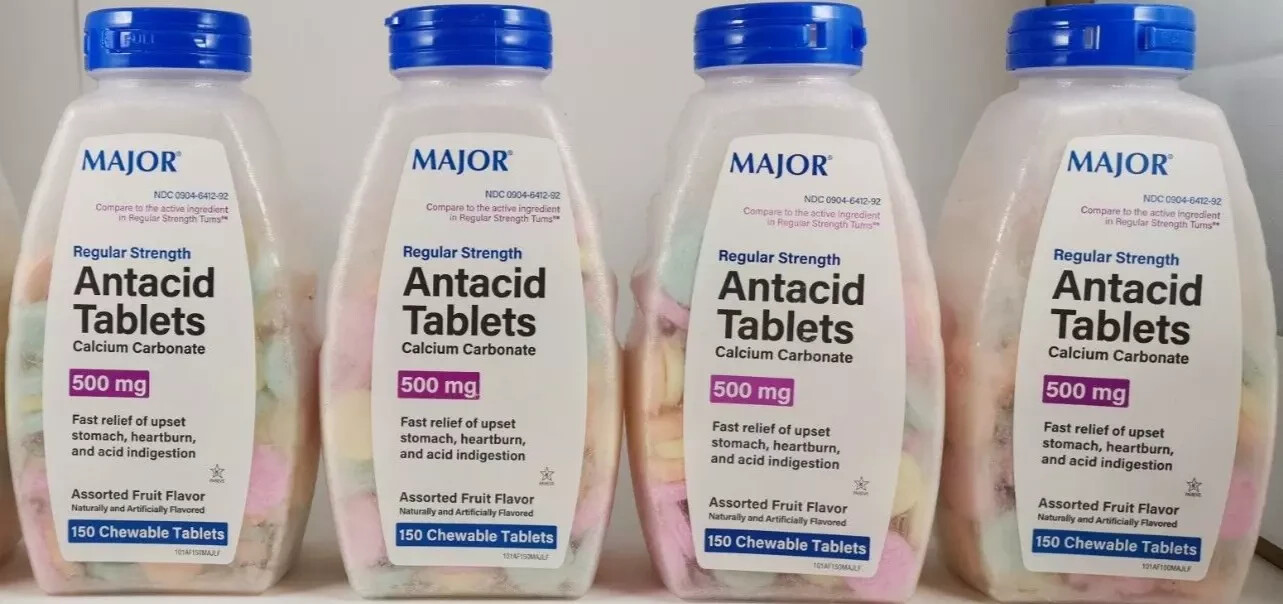 Major Antacid (Tums) Fruit Flavor 150 Chewable Tablets (PACK OF 4)