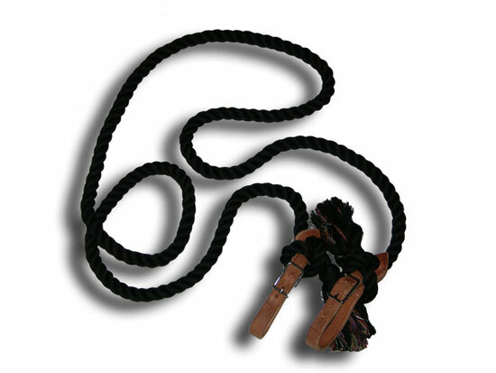 Buckaroo Leather Cotton Single Western Rein with Slobber Straps, 1/2" x 8 Feet