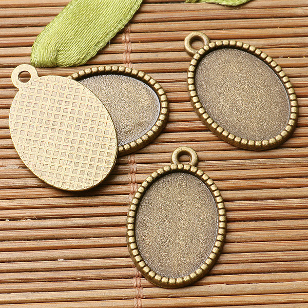 30pcs antiqued bronze color oval cabochon setting in 13x18mm EF3038