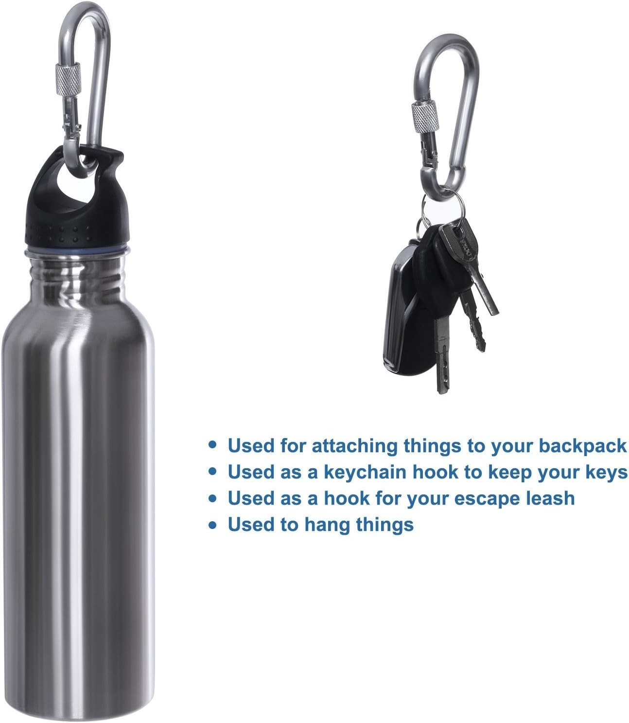 Durable Chrome Plated Locking Carabiners - 4 Pack for Camping & Everyday Tools