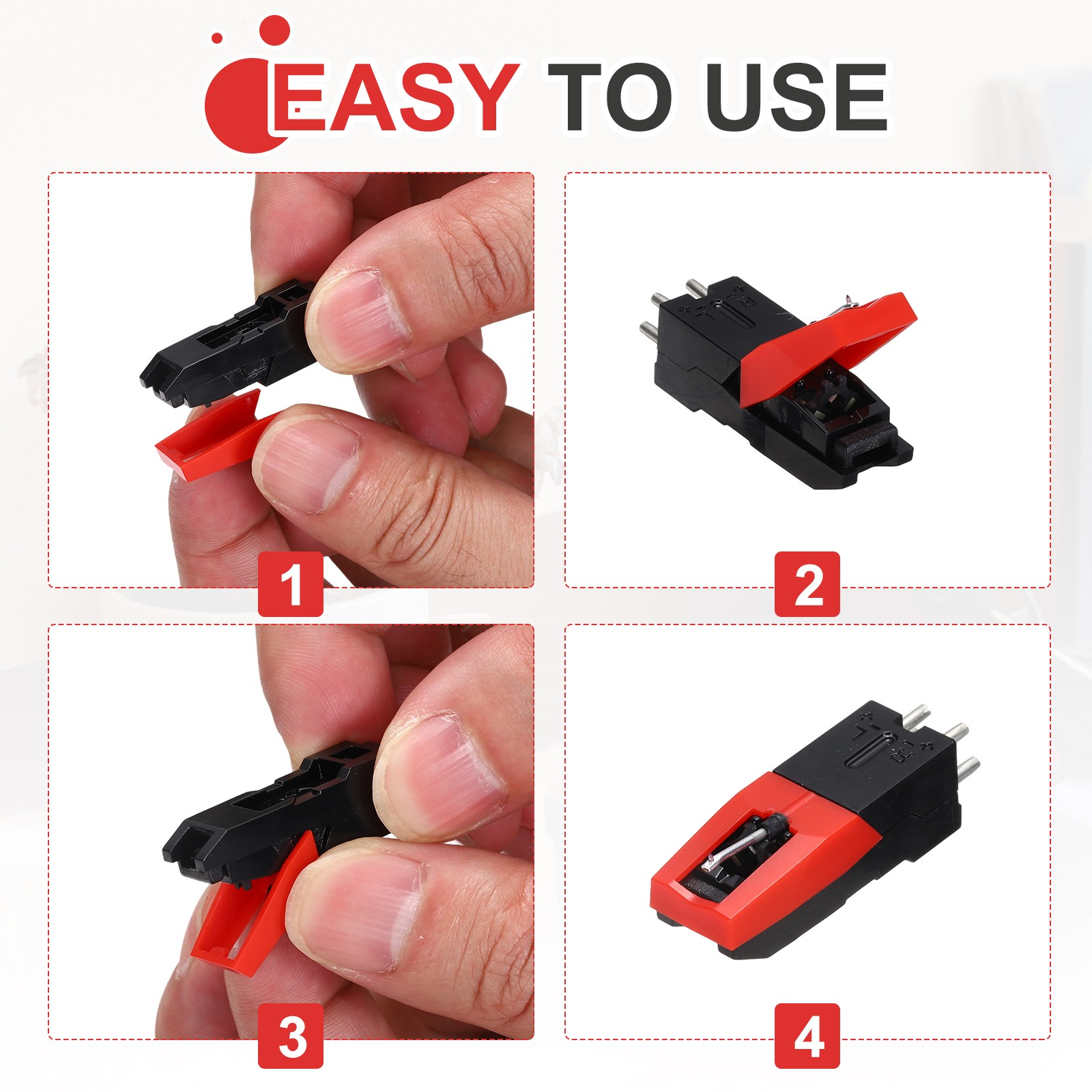 2 Pack Record Player Needle, Turntable Replacement Diamond Record Needle, Red