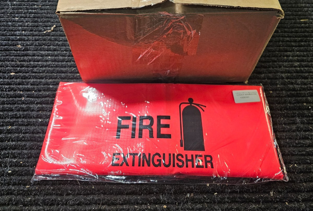 (QTY 2) Large Fire Extinguisher Cover With Window, Red 10090301