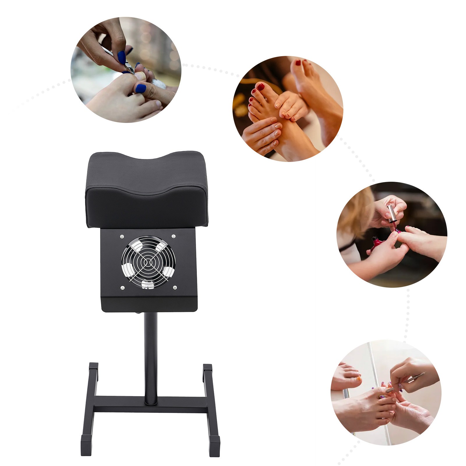 Pedicure Stool Chair Beauty Salon Lift Stool Footrest Nail Bench W/Cleaning Fan