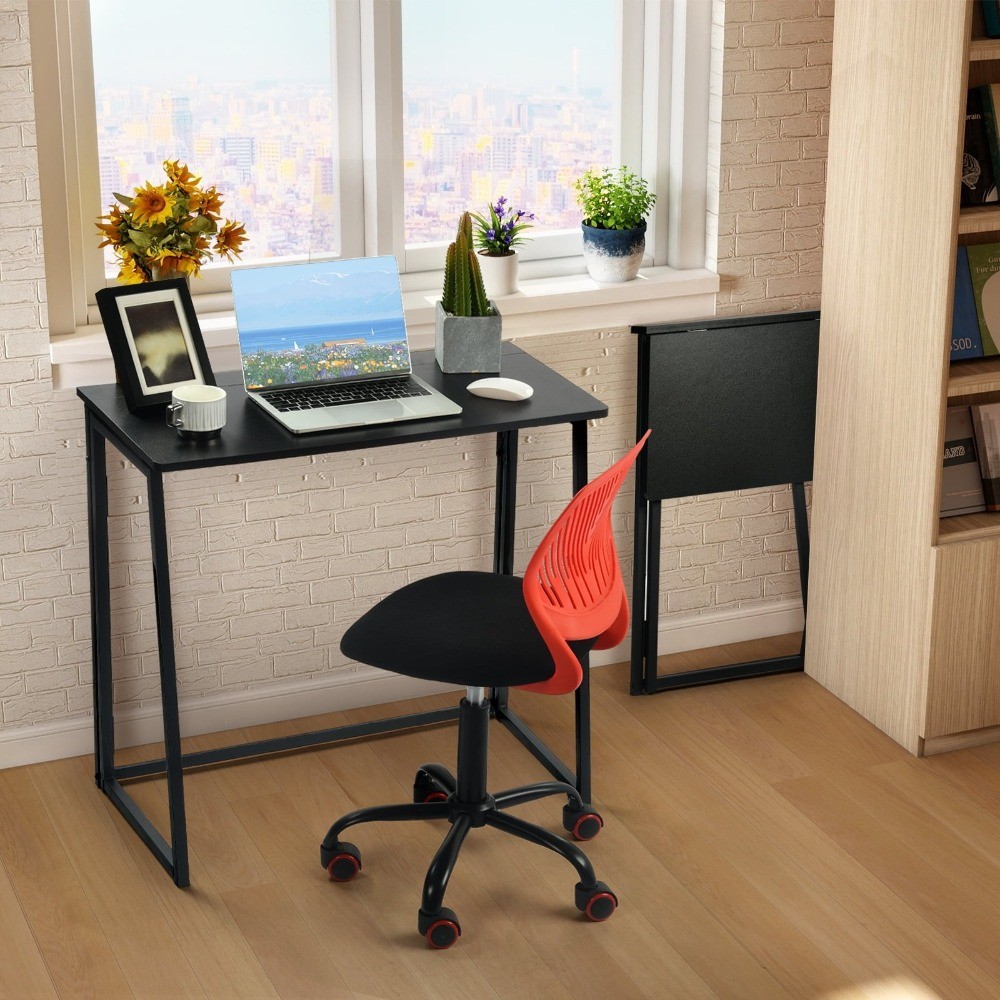 Folding Table,Portable Space-Saving Desk for Home,Apartment, Events,Black Finish