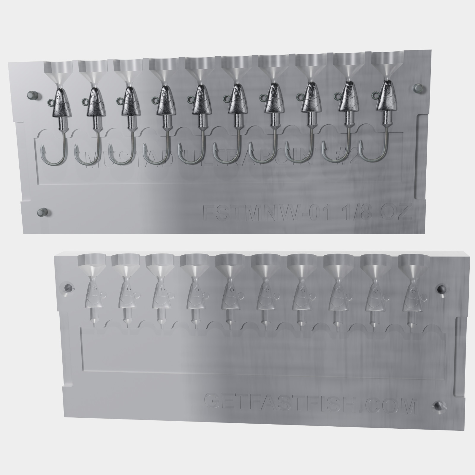 GetFastFish 1/8 oz Minnow jig head mold with 10 cavities