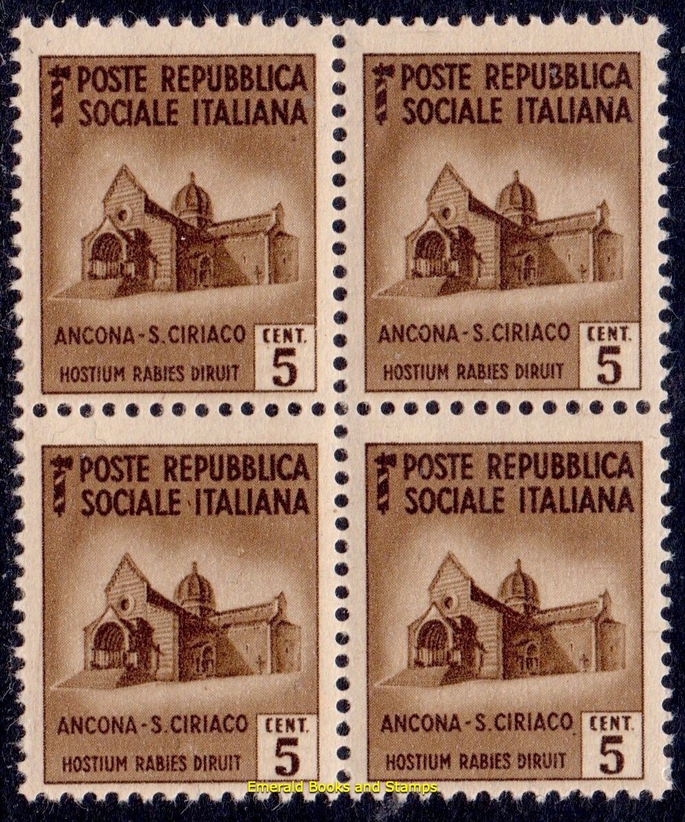 EBS Italy RSI 1944 - Destroyed Monuments - San Ciriaco - 502 - BLOCK 4 - MNH**