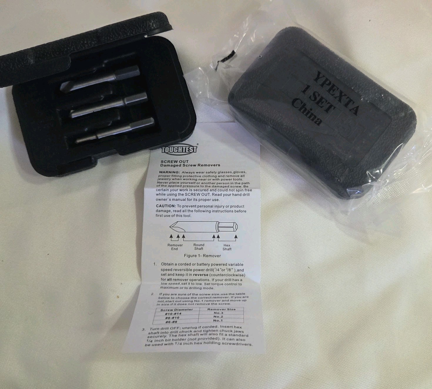 NEW SEALED Toughtest Handyman 3pc Broken Screw Extractor Kit w/Case Instructions