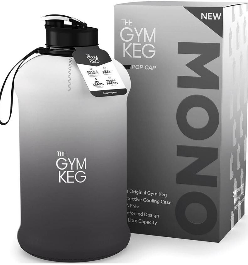 THE GYM KEG 74Oz Gym Water Bottle-Large Reusable Strap Sport Jug Insulated-MONO