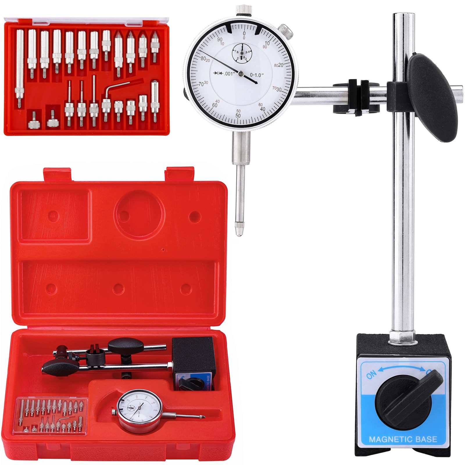 Dial Indicator with Magnetic Base 0-1.0" Tester Gage, Test...