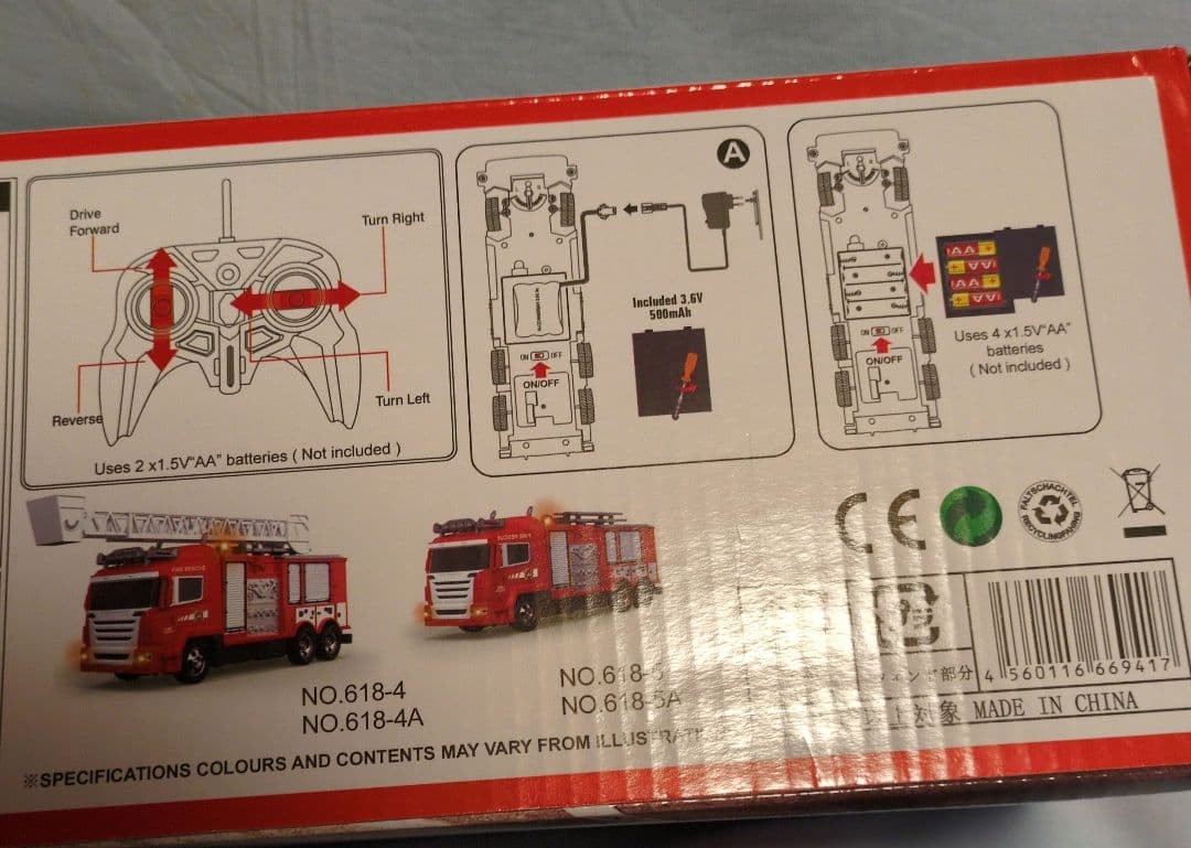 Remote control fire truck 1/18 scale, working condition confirmed