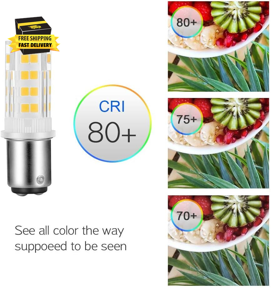 2-Pack Sewing Machine Light Bulb Double Contact BA15D Push in Bulb Daylight Whit