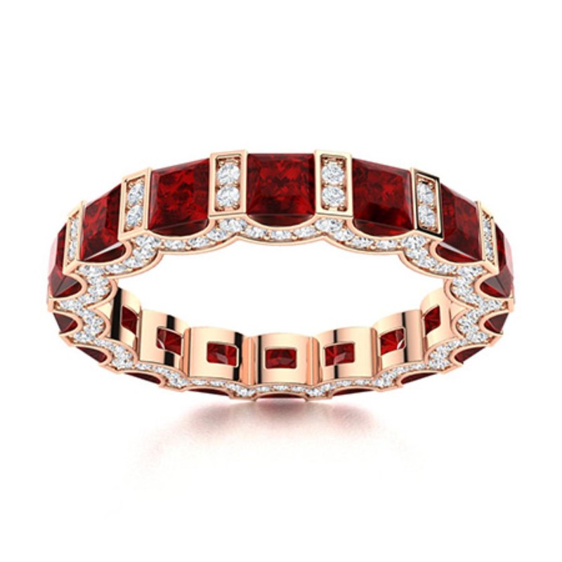 Sterling Silver Natural Garnet Wedding Full Eternity New Ring Jewelry