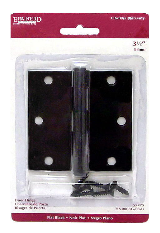 (5 Pack) 3 1/2 inch Flat Black Square Corner Door Hinge LQ-HN0008G-FB-U