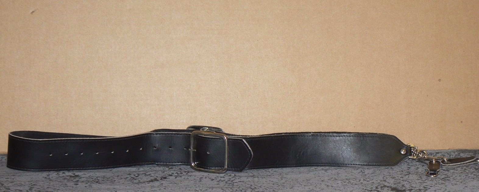 1960's Double Buckle Black Leather Hippie Camera Strap A2204