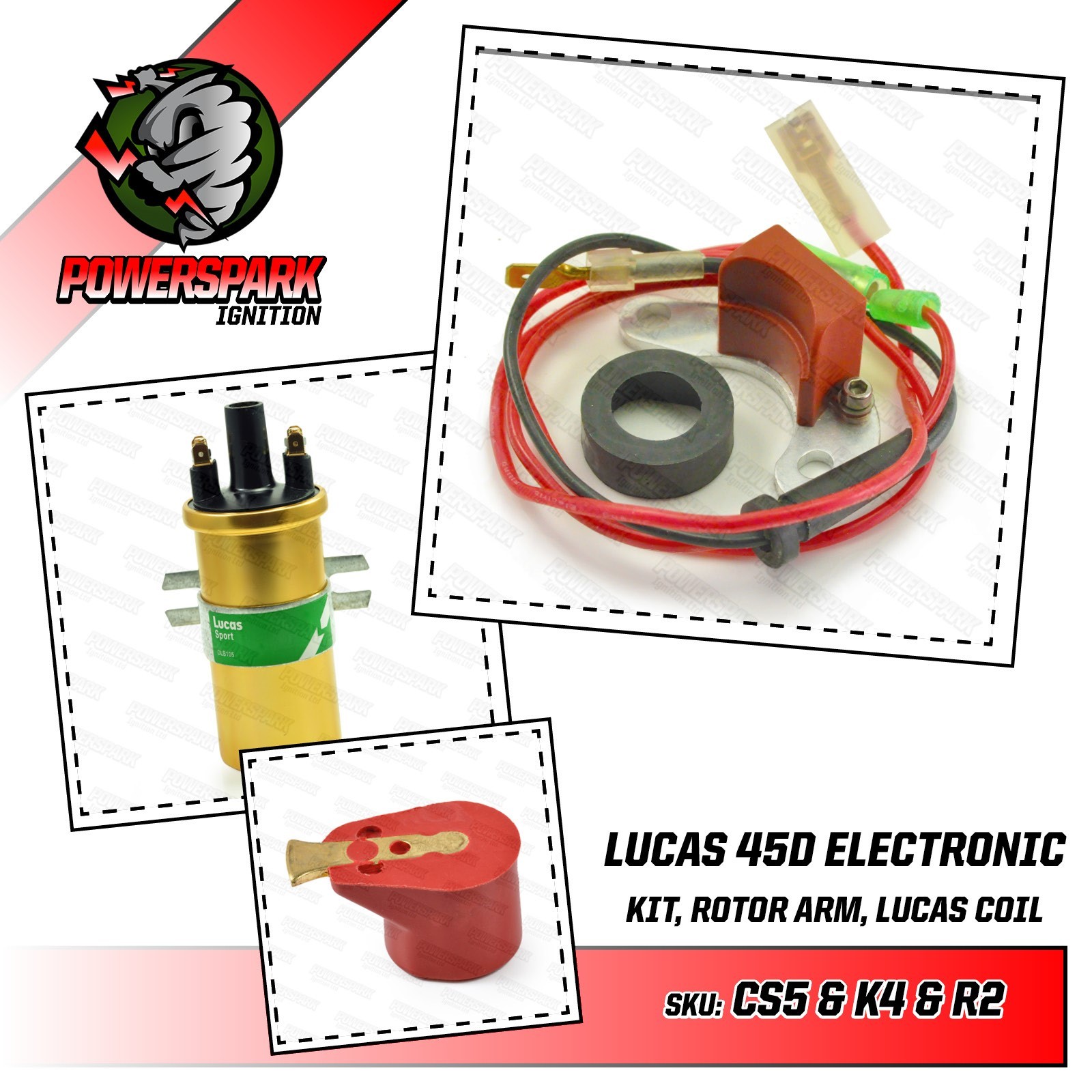 For Lucas 45D 59D distributor Electronic Ignition Kit and Lucas Gold Sports Coil