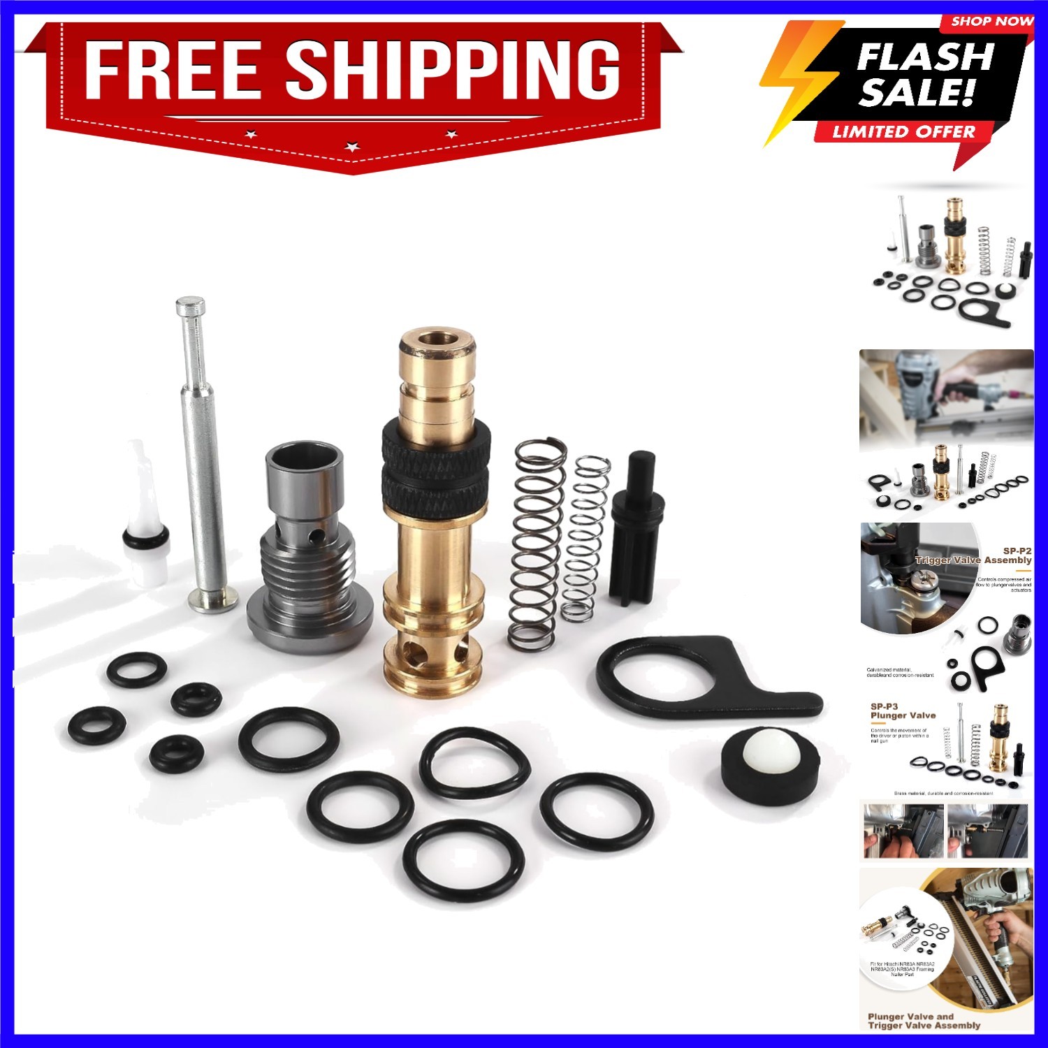 SP-P2 SP-P3 Plunger Valve and Trigger Valve Replacement for Hitachi NR83A NR8...