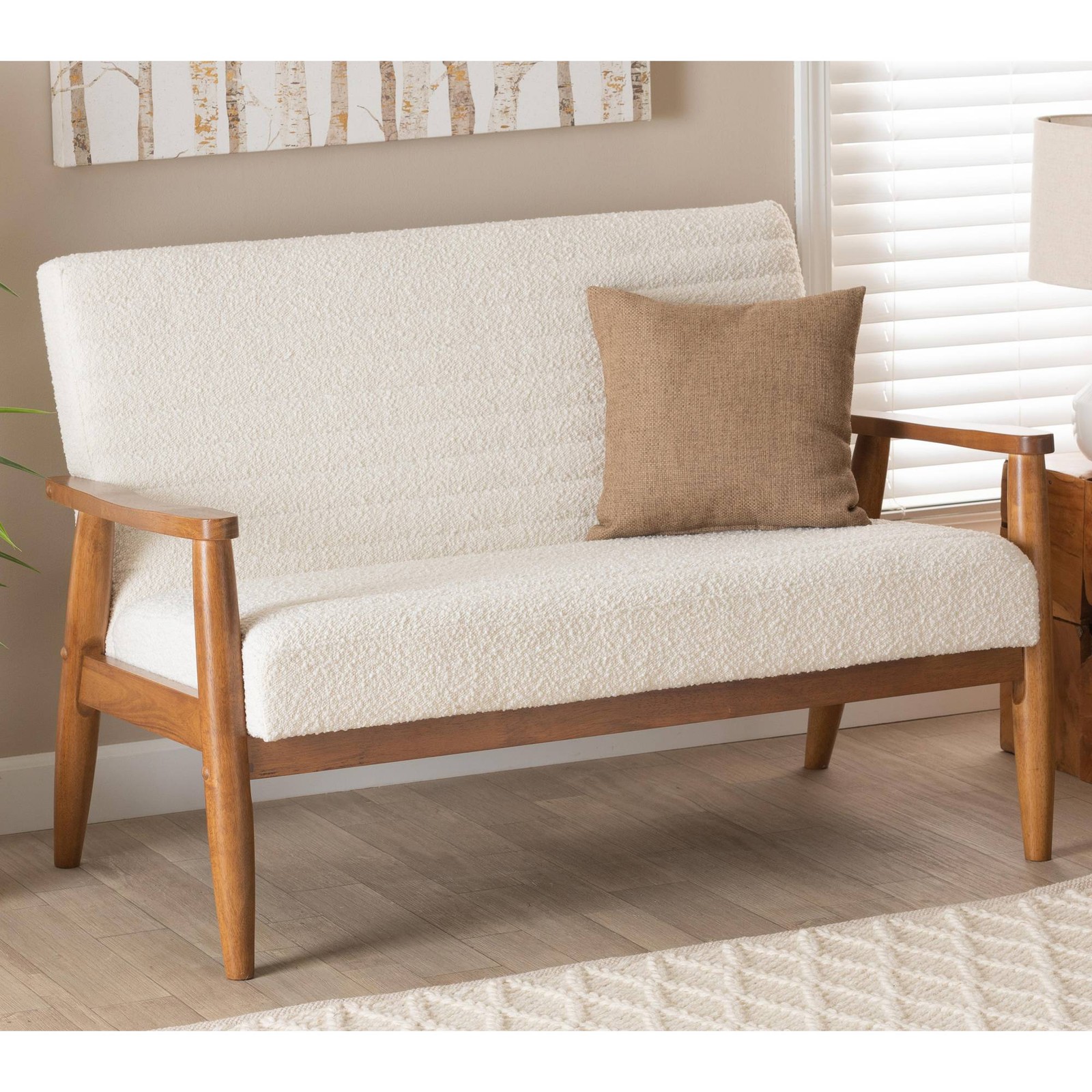 Baxton Studio Stratton 49 1/2"W Cream Tufted Fabric Loveseat