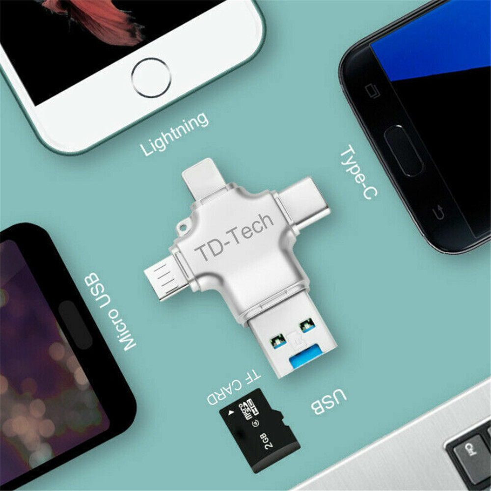 4 IN 1 USB3.0 Flash Drive Micro TF Card Reader Adapter OTG Type-C iPhone Android
