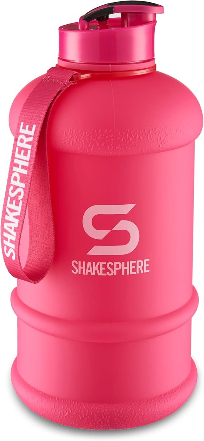 ShakeSphere Large Sports Water Bottle 1.3Liter 44oz PINK BPA-Free Hydration Jug