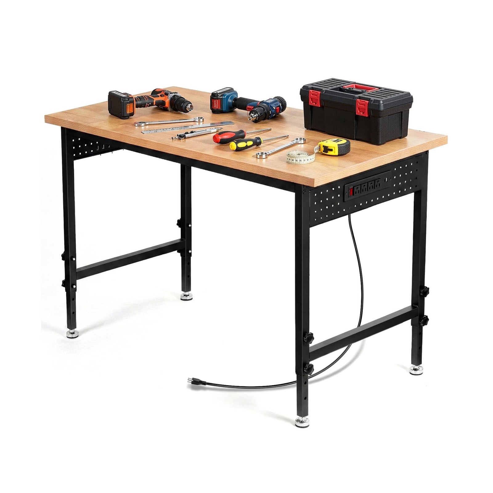 48" Adjustable Heavy Duty Workbench - 2000LBS Load Capacity Wood Work Table w...