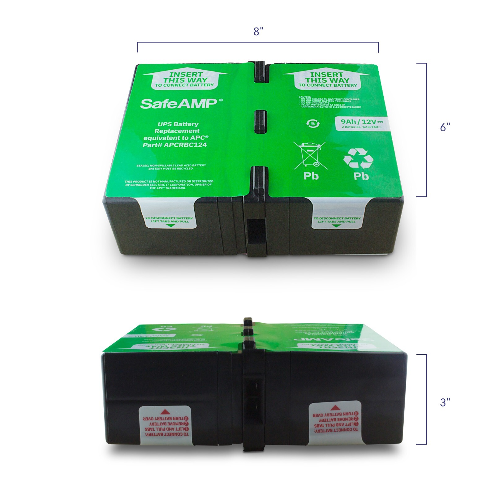 SafeAMP UPS 9Ah, 24VDC VRLA Battery Replace APC Models RBC124 and RBC123.