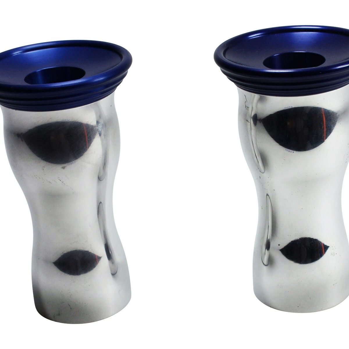 Candle Holder Solid Aluminum Pair Cobalt with Blue Finish Renovators Supply