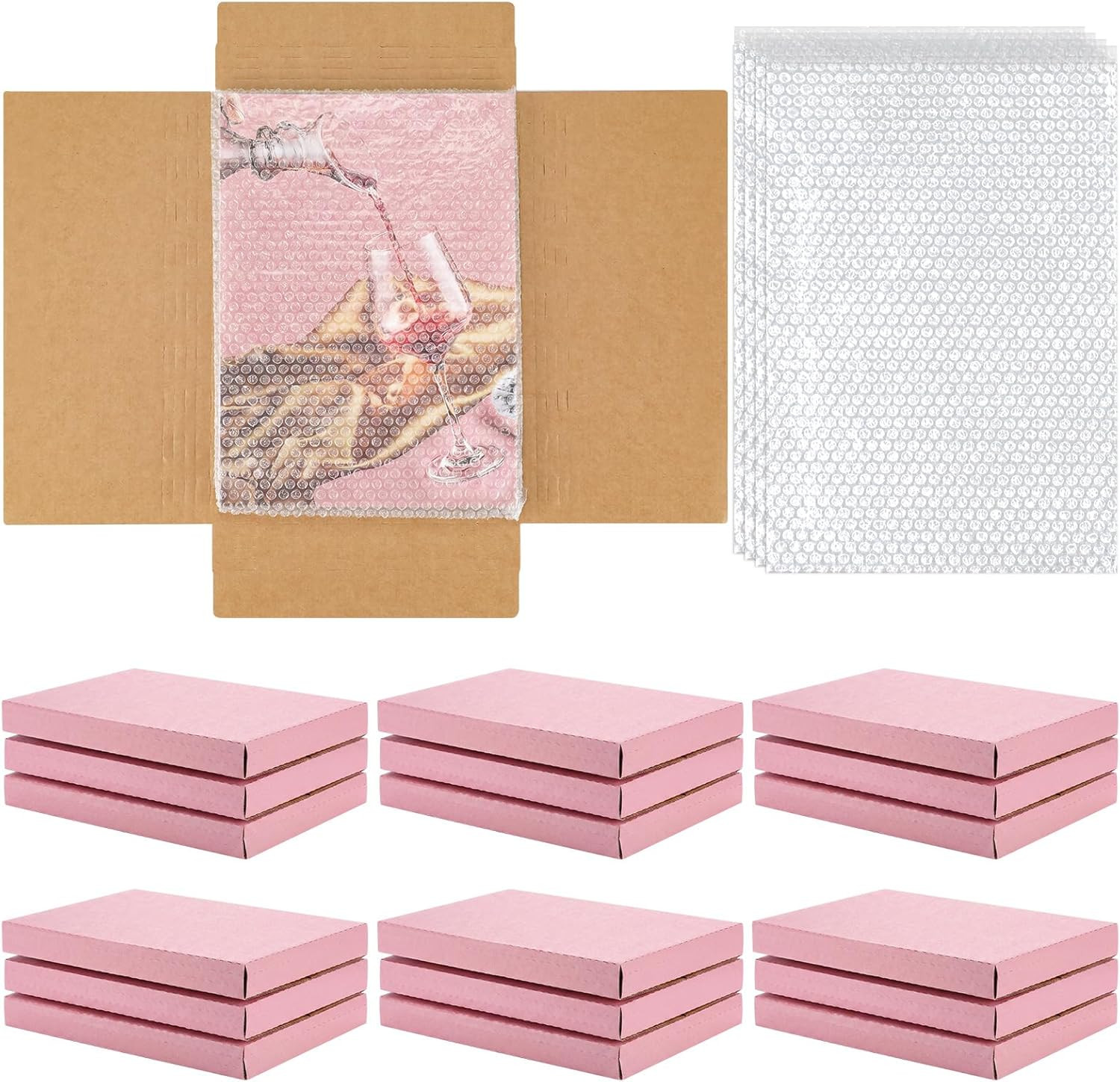 30 Pack Corrugated Comic Book Mailers with 30 Bubble Bags, Comic Book Shipping B