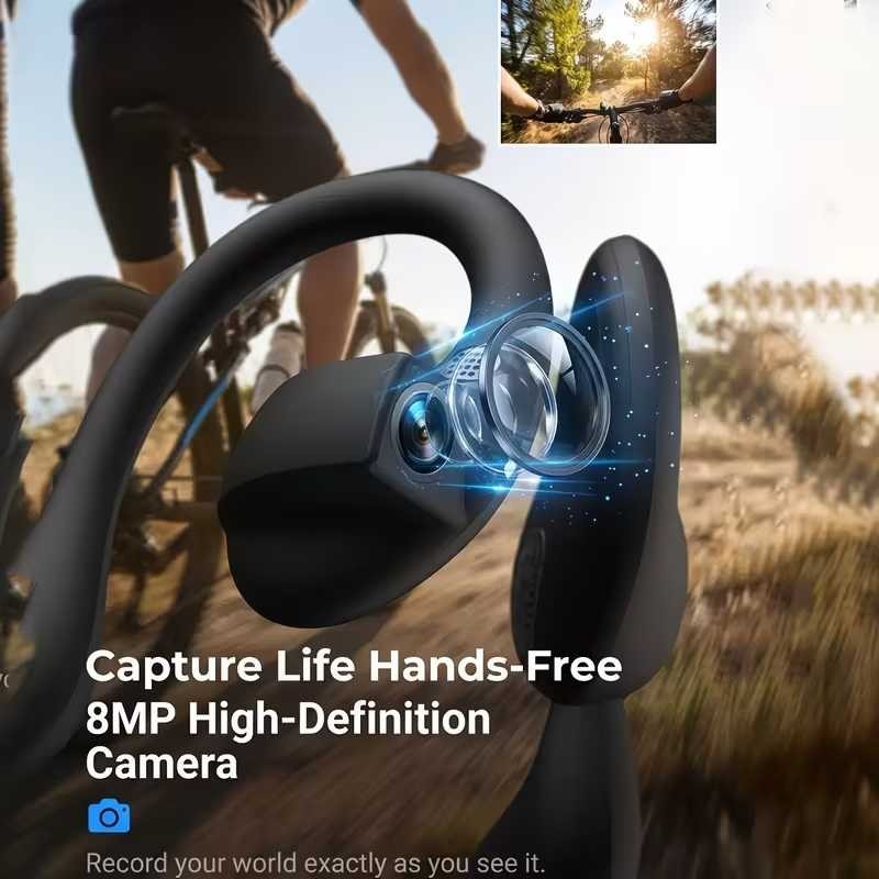 AI Smart Camera Open-Ear Bluetooth Earbuds 8MP HD Camera AI Translation Headset