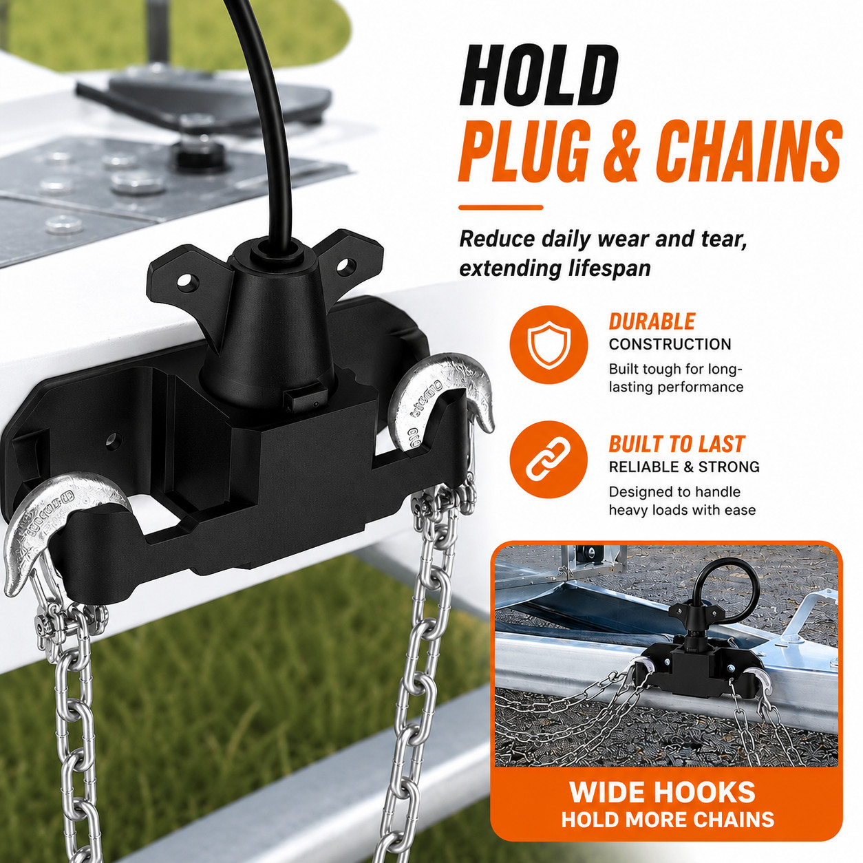 Trailer Towing Organizer for 7 Way Plug Hook Chain Cable Wire Harness Holder Kit