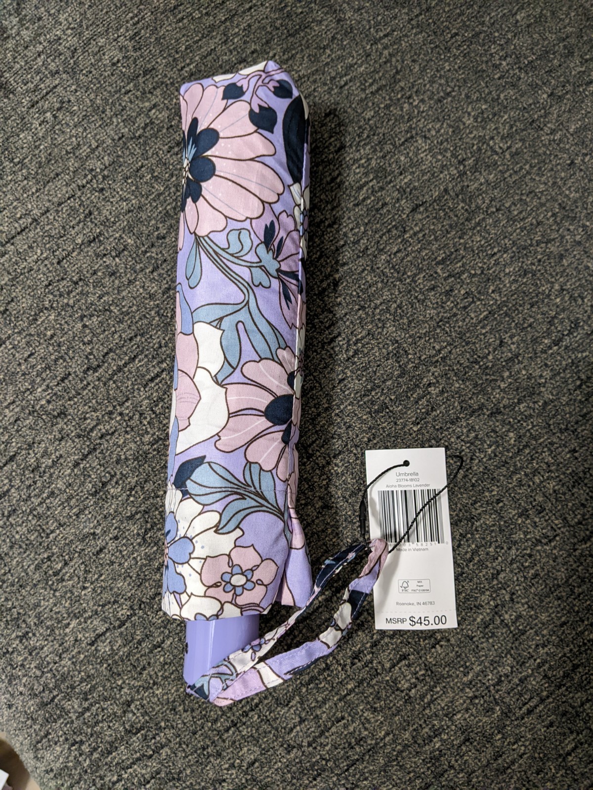 Vera Bradley Umbrella Aloha Blooms Lavender