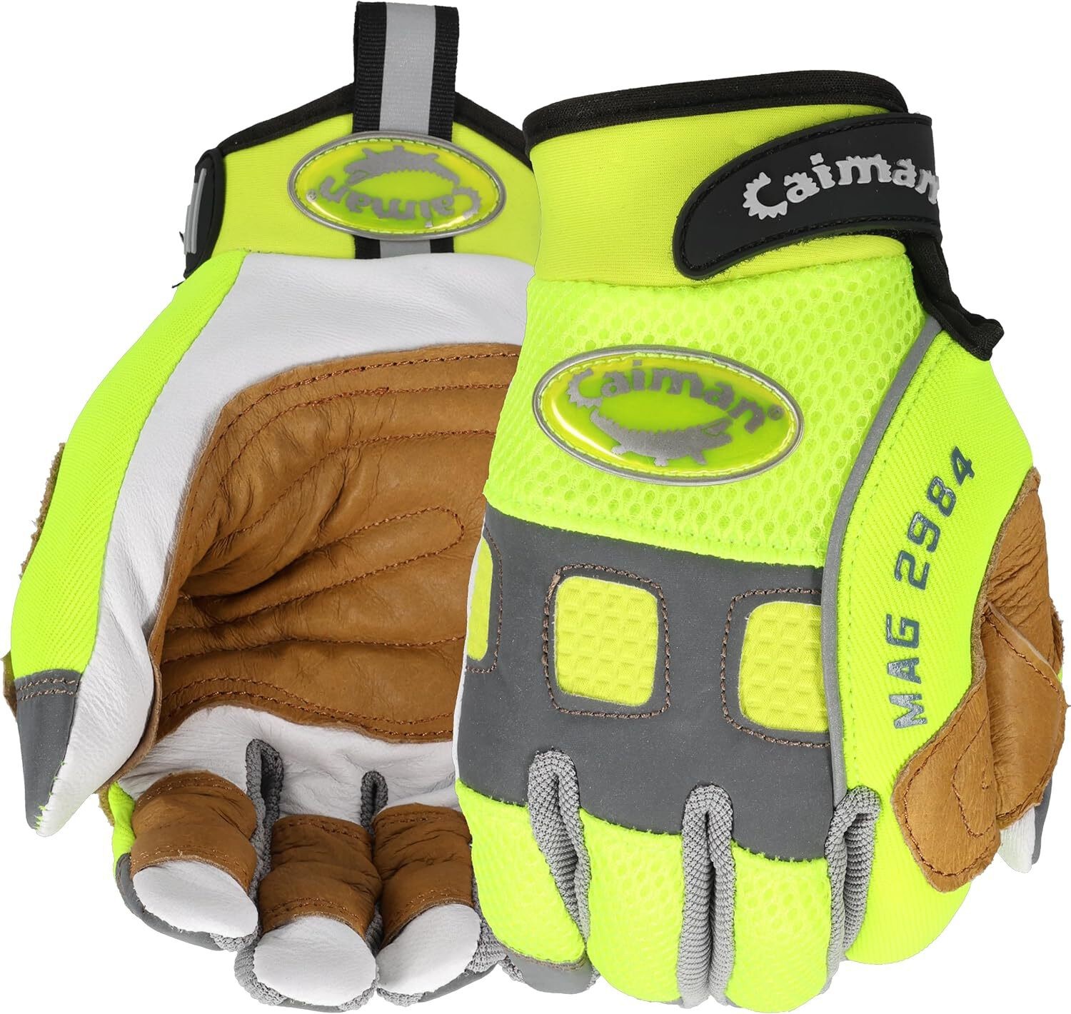Caiman MAG Multi Activity Gloves Goat Leather Palm Hi Vis Yellow Medium 2984