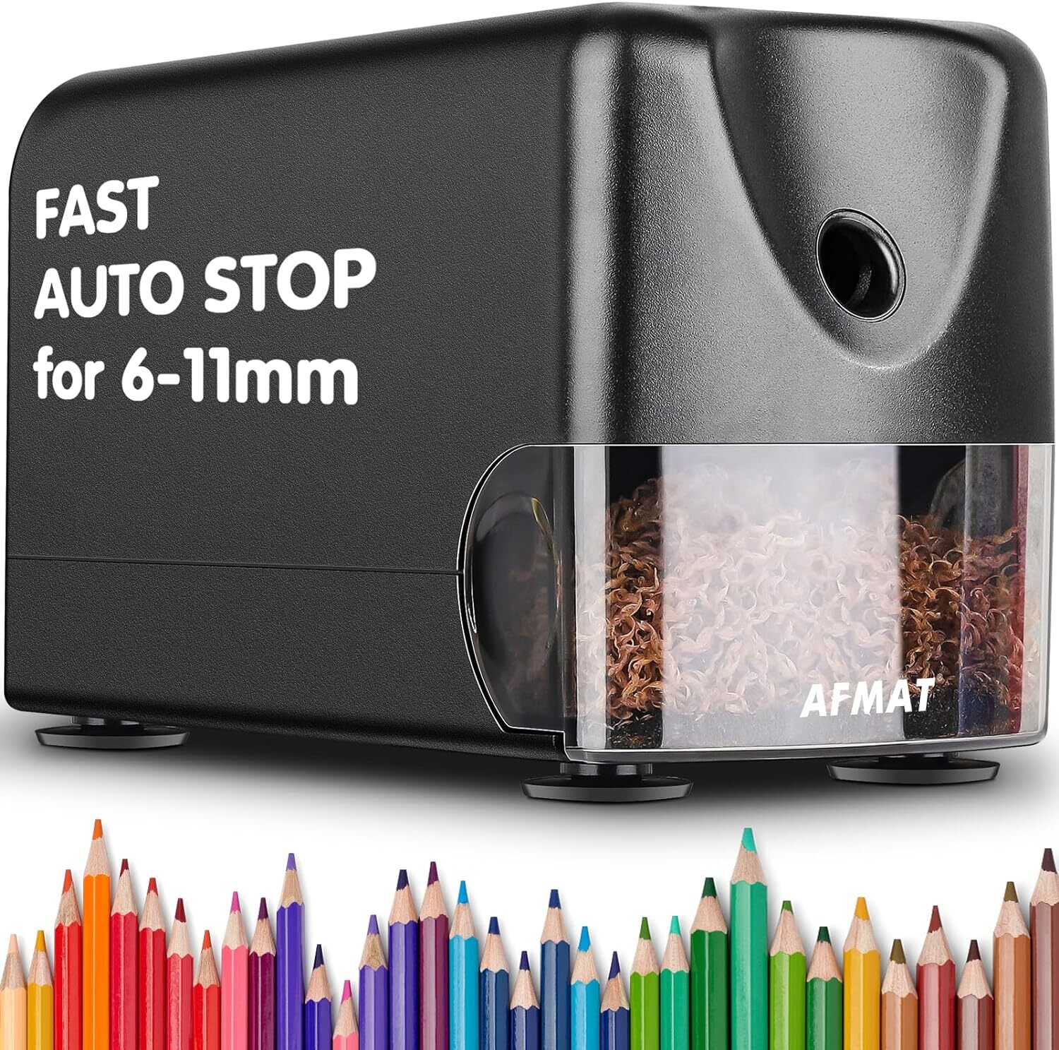 AFMAT Heavy Duty Electric Pencil Sharpener, Auto Stop Classroom Black