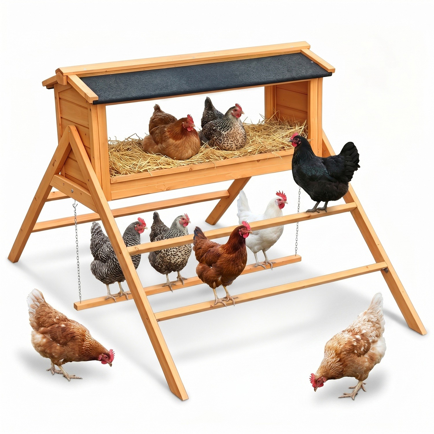 Chicken Nesting Box for Coop, Nesting Boxes with Chicken Swing for Hens Chickens