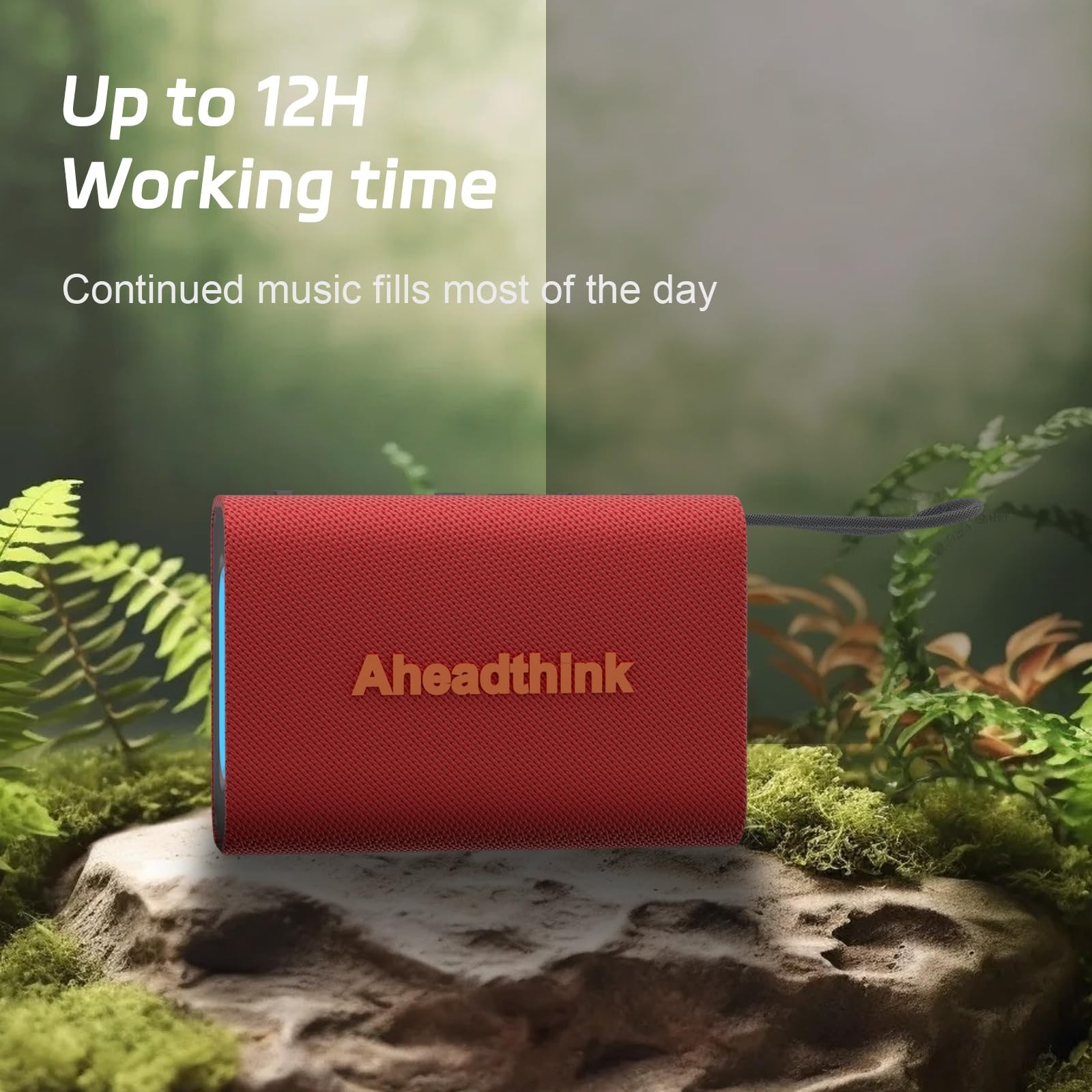 Aheadthink Bluetooth Speaker, Portable Wireless, IPX5 Waterproof, Red