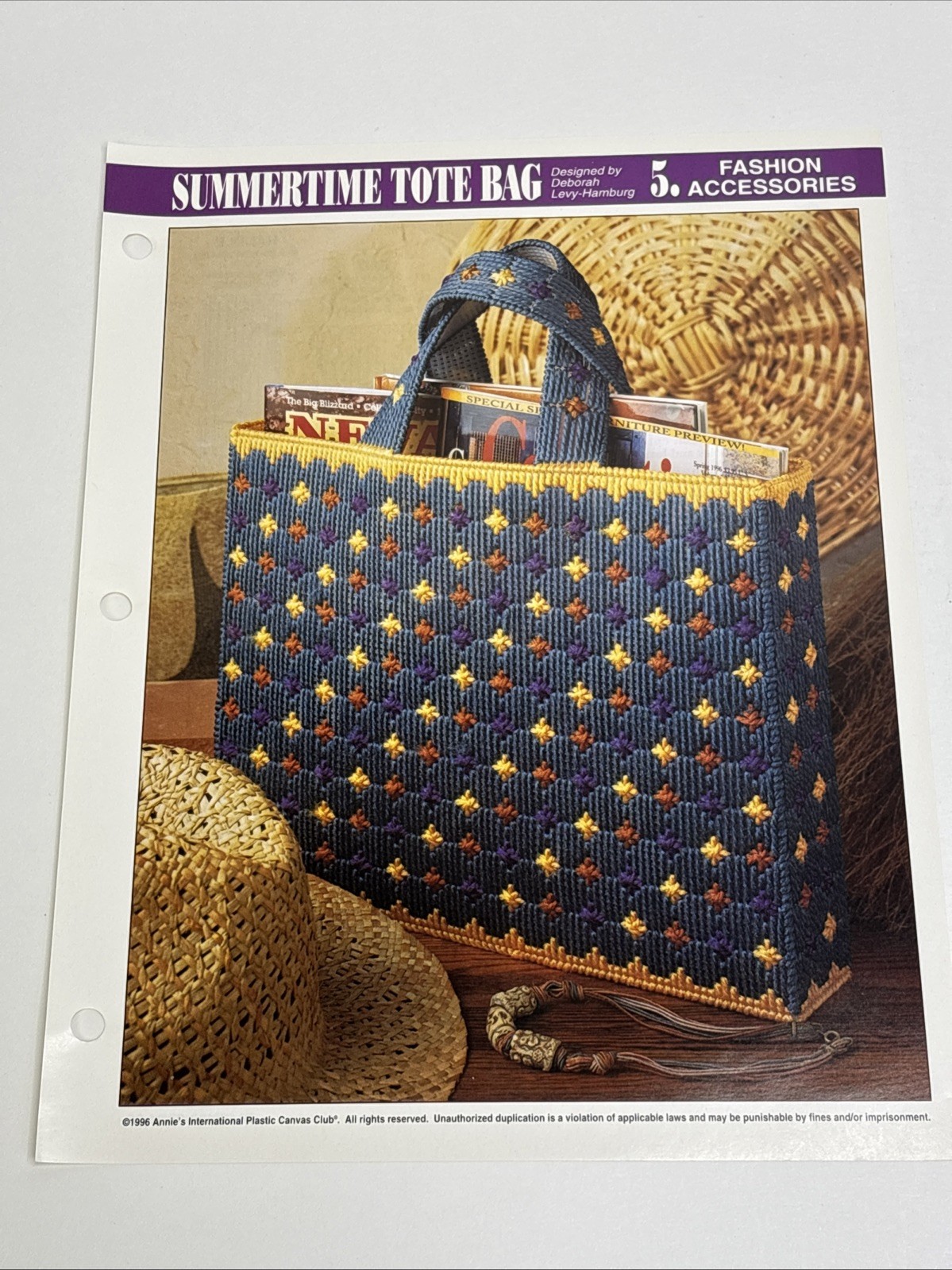 Summertime Tote Bag Annie's Attic Plastic Canvas Pattern Page