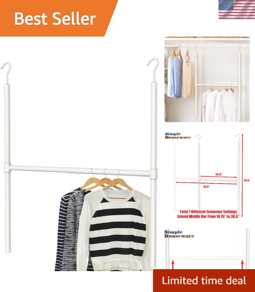 Adjustable Closet Hanging Rod, White