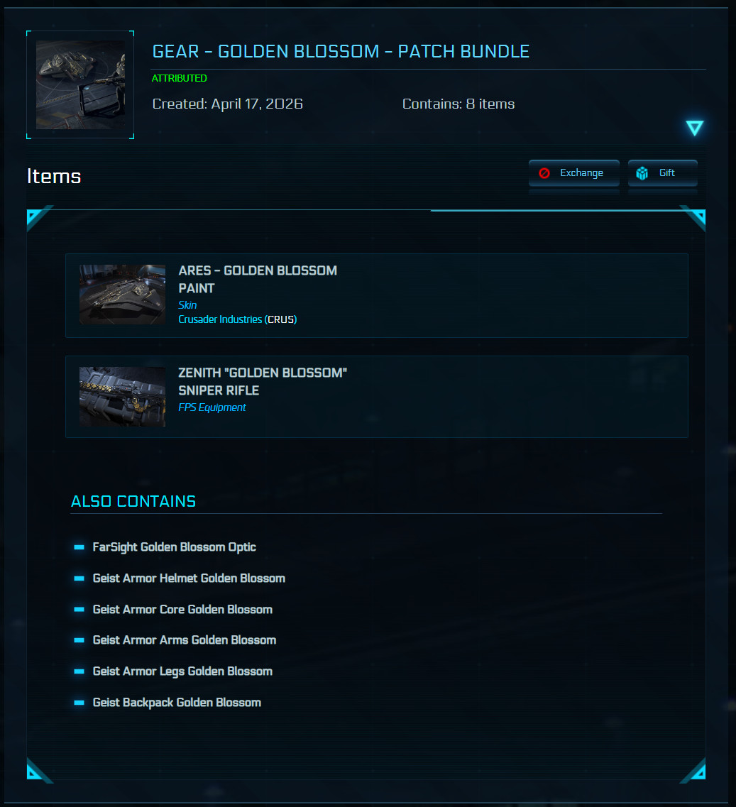 STAR CITIZEN - GEAR - GOLDEN BLOSSOM - PATCH BUNDLE (LIMITED ITEM)
