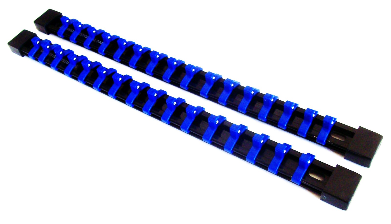 2 GOLIATH INDUSTRIAL 1/4" ABS MOUNTABLE SOCKET RAIL HOLDER ORGANIZER BLUE SH14BB