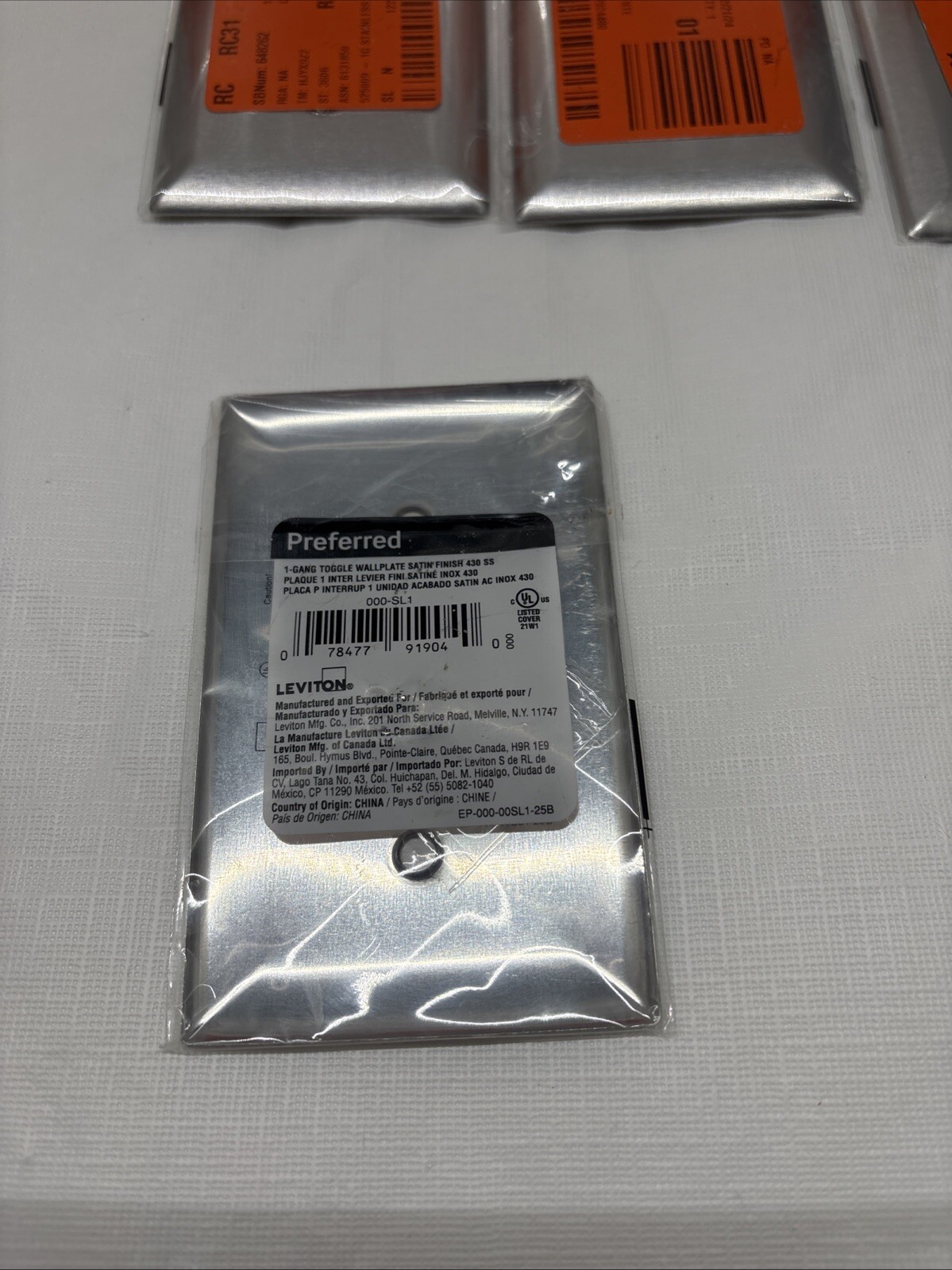 8 X Leviton 1 Gang Toggle Electrical Wall Plate Cover Satin Finish Genuine (B18