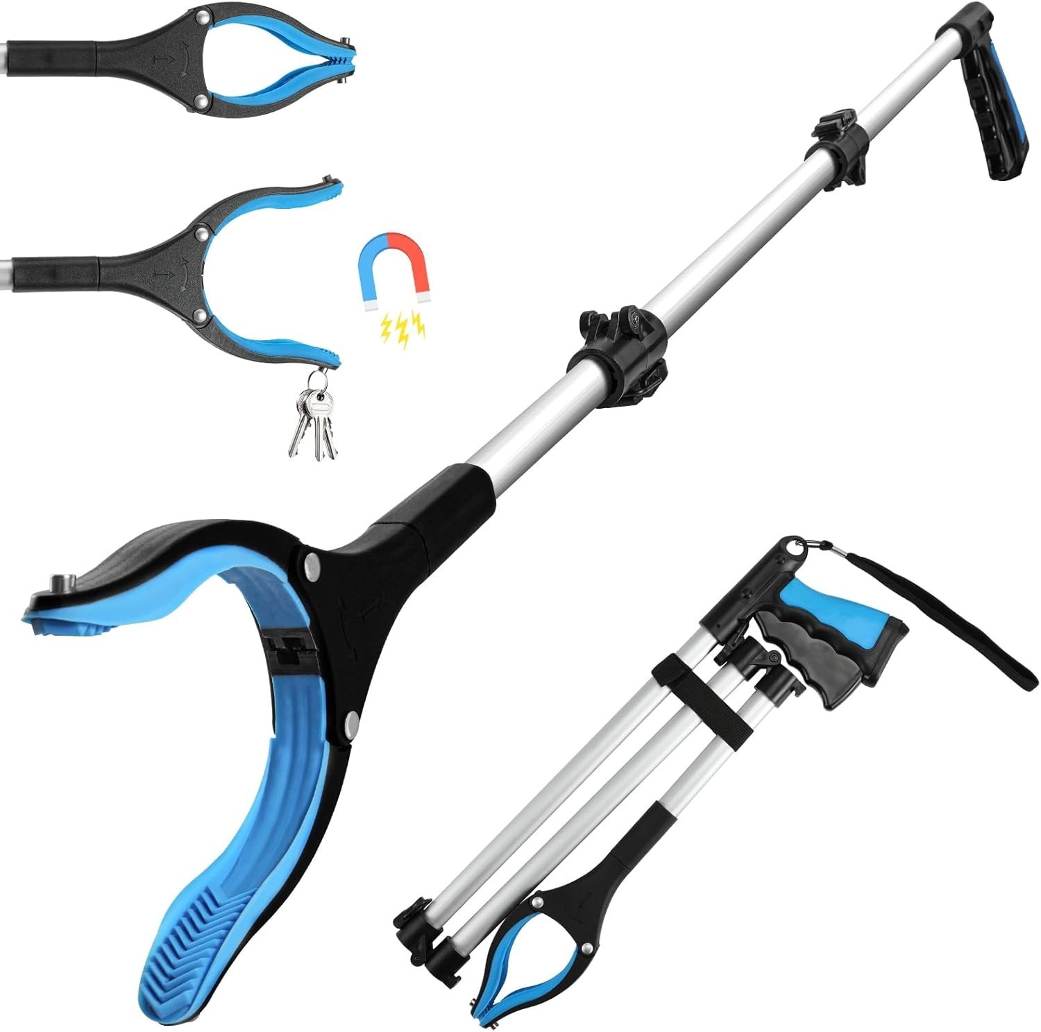 Reacher Grabber Tool, 43" Extra Long Grabbers for Elderly, Lightweight Blue
