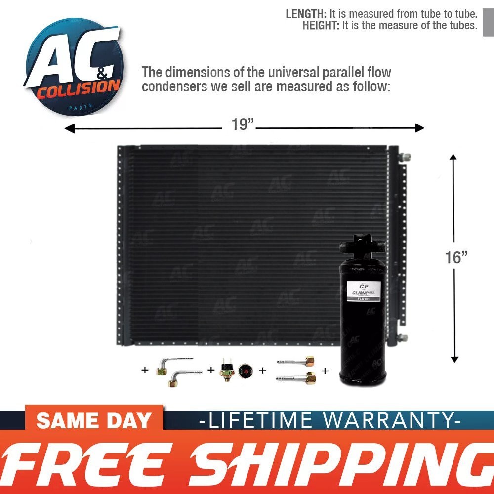 CNFP1619KT Kit A/C Universal Condenser Parallel Flow 16 x 19 with Receiver Drier