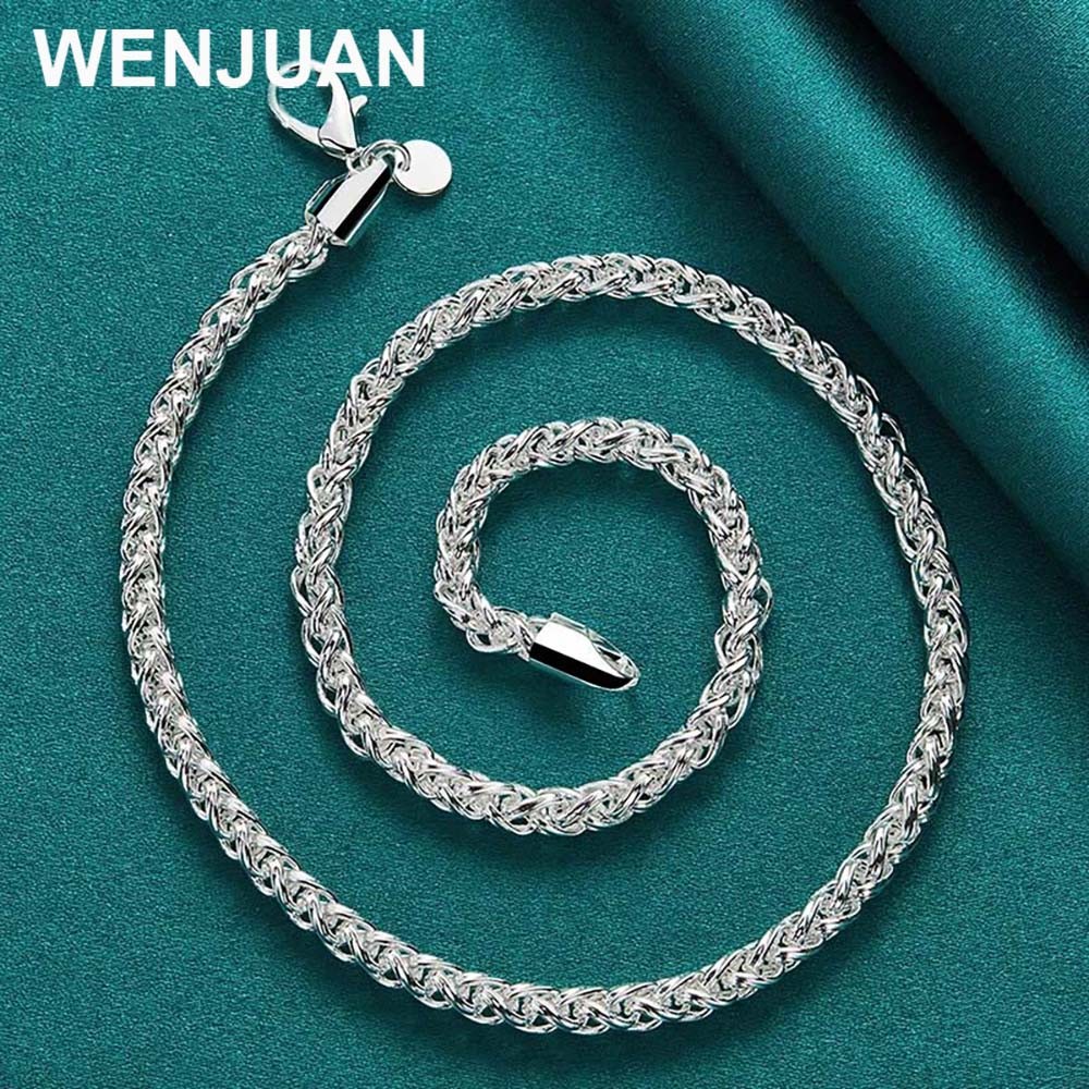 925 Sterling Silver Twist Circles Chain Necklace Men Fashion Party Charm Jewelry