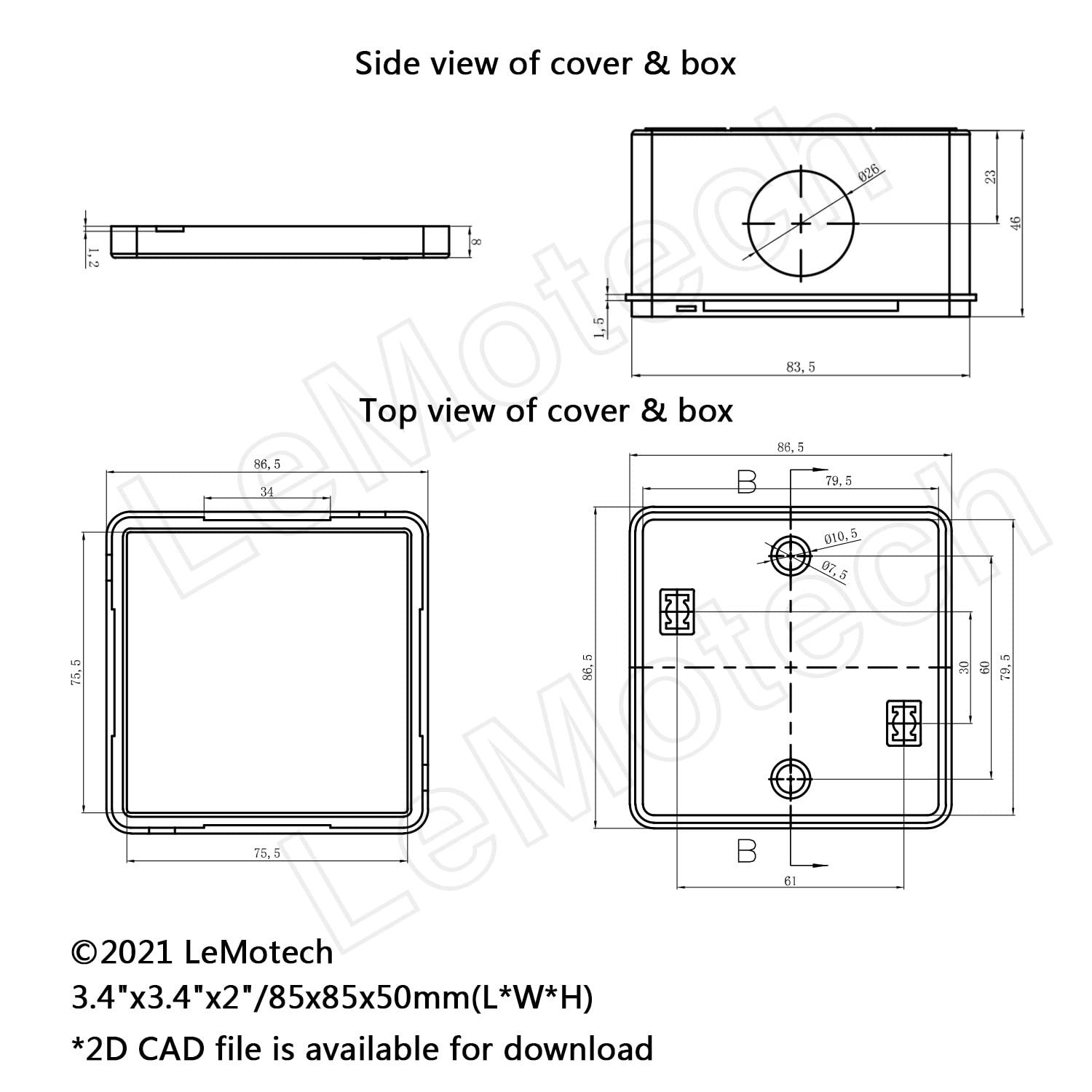 LeMotech ABS Plastic Dustproof Water Resistant IP55 Junction Box Universal El...
