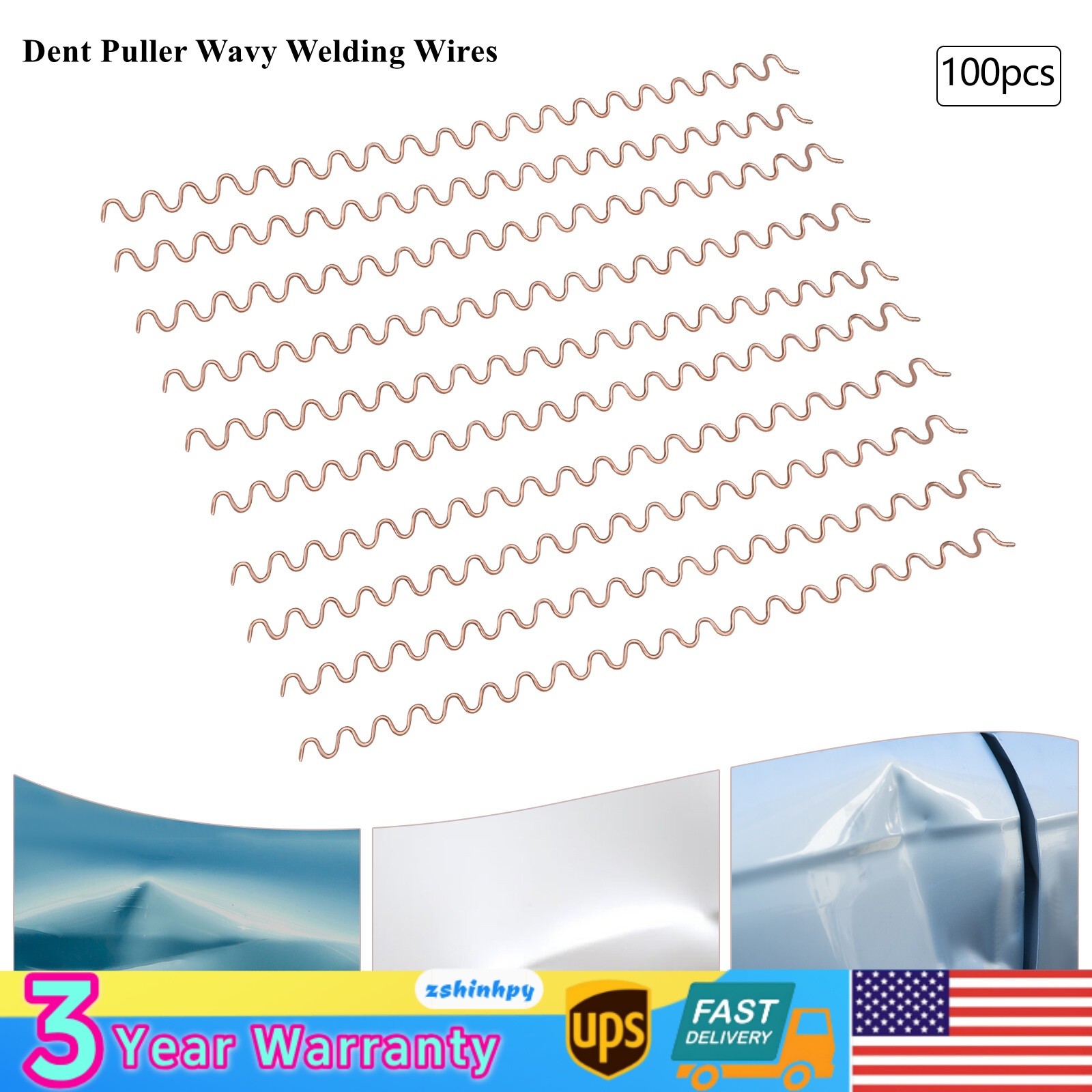 100Pcs*Dent Puller Wavy Welding Wires,Spot Weld Repair Corrugated Welding Wire