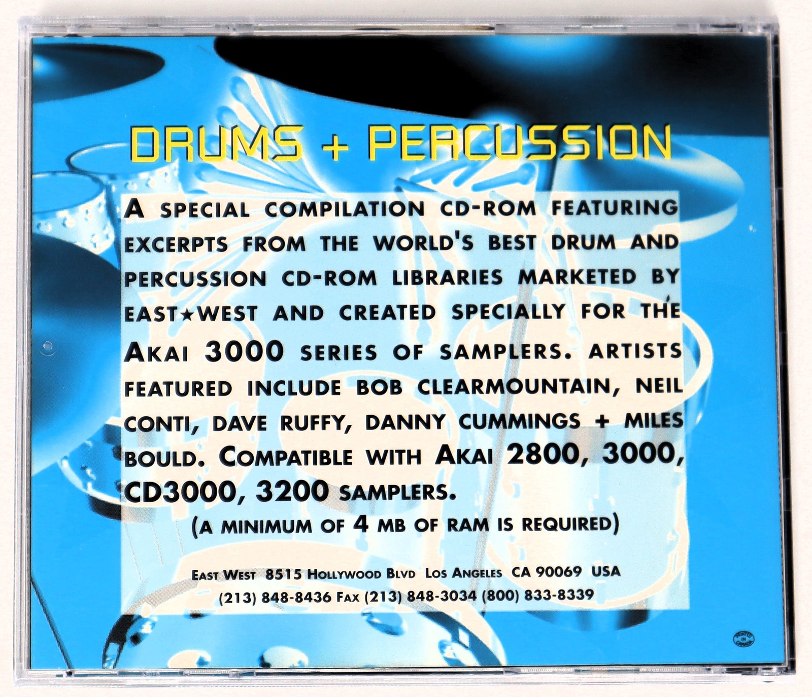 East West Drums + Percussion SE Akai Format Sample/Sound Library/Sampling CD