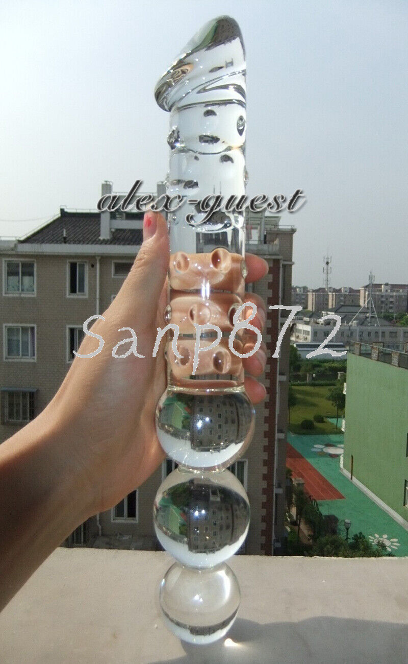 3 Anal Beads Huge Double Dildo Dong Fake Giant 12*2.2 Inch Large Glass Dildo New